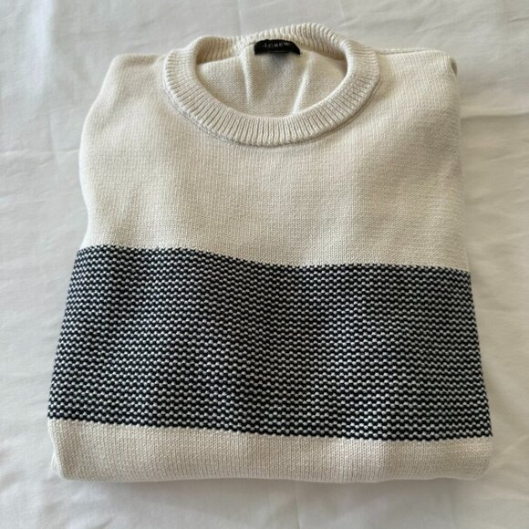 J. Crew Other - JCrew Cotton crewneck sweater with jacquard stripe